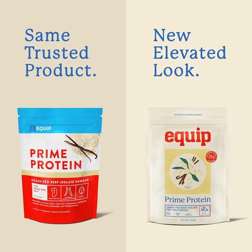 Equip Foods Prime Protein Powder - Clean Grass Fed Beef Protein Isolate | Paleo & Keto Friendly | 30 Servings, Vanilla