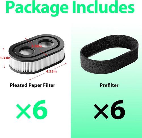 Briggs & Stratton Air Filter - High-Performance Replacement for 550EX, 675EXI, 725EXI | 6-Pack