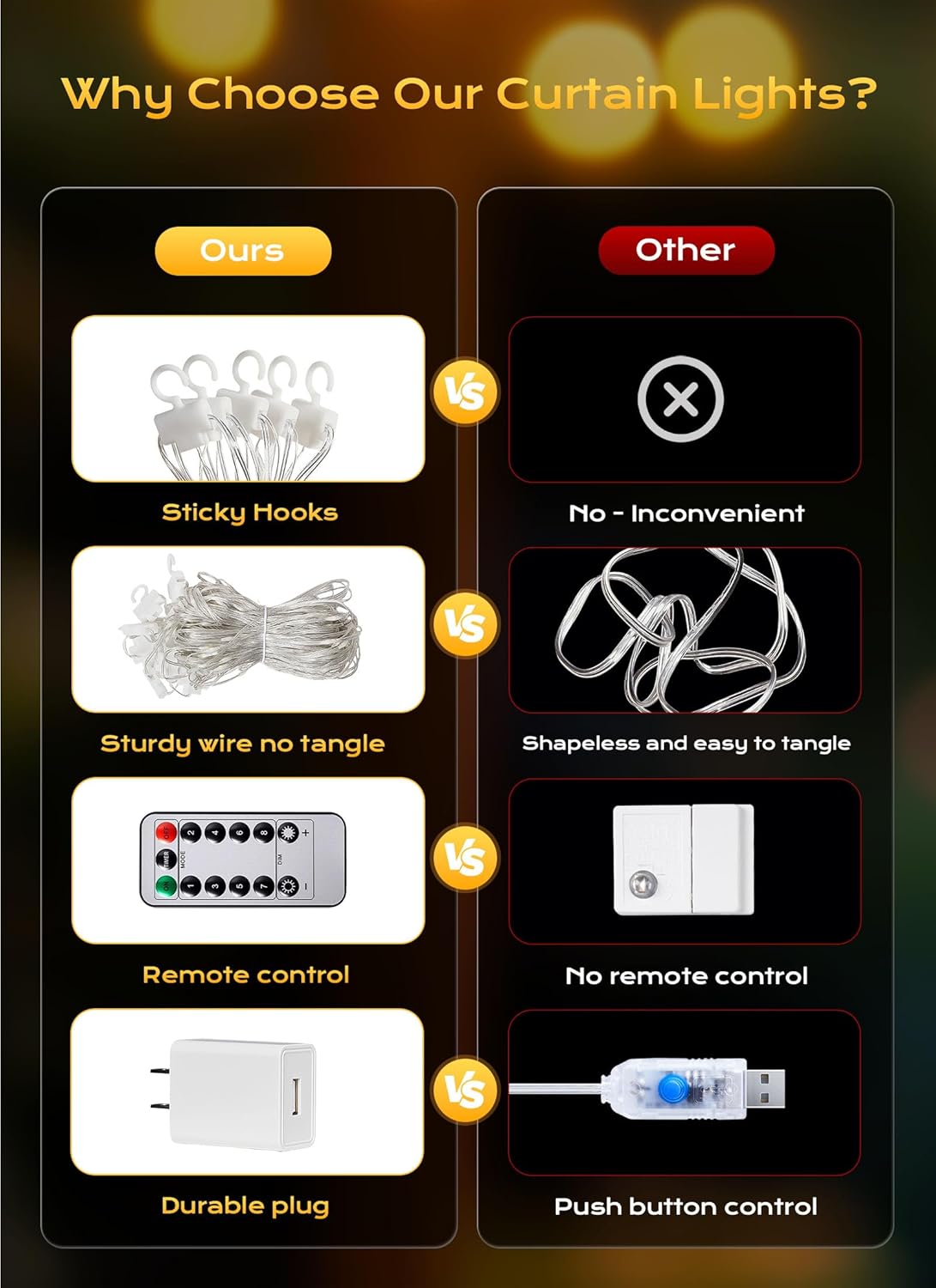 Brightown Curtain String Lights - Waterproof Fairy Lights with Remote | 300 LEDs, 8 Modes for Bedroom & Outdoor Decor