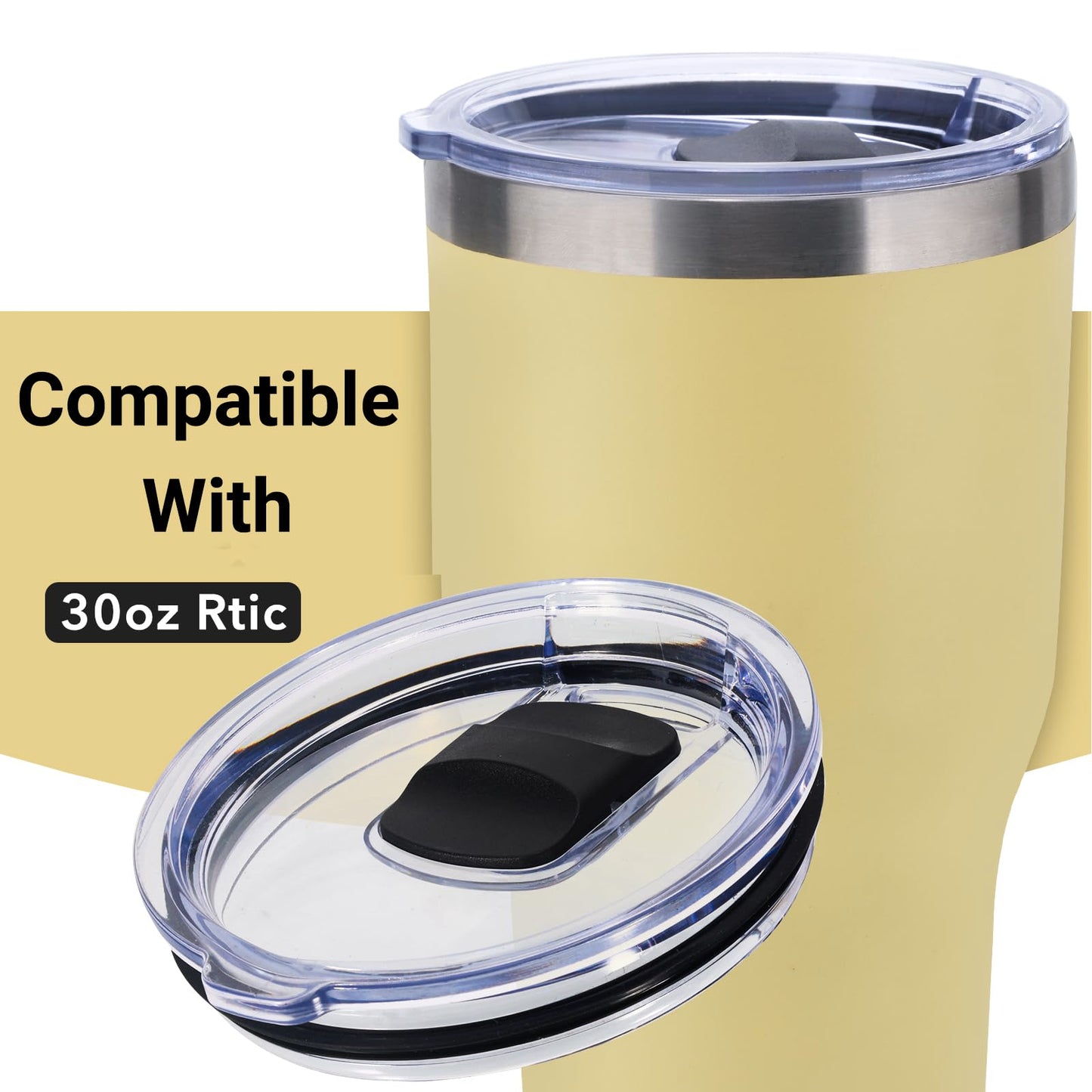 Magnetic 30 oz Tumbler Lid Compatible with Rtic Coffee Travel Mug 30oz ONLY,Splash Proof And BPA Free Replacement Lid,2Pack(OLD Rtic 30oz Not Fit)