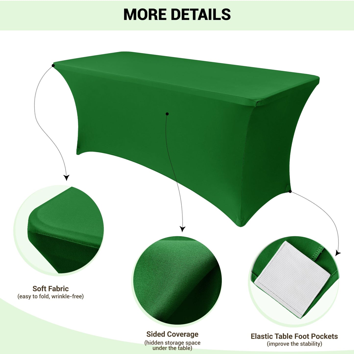 Obstal Spandex Table Cover 4ft Fitted Tablecloth Rectangular - Stretch Folding Table Cloth Rectangle for Birthday Party Wedding Banquet, Emerald Green, 48L x 24W Inch