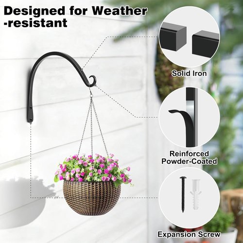 Gtongoko 10-Inch Metal Plant Hangers - Durable Indoor/Outdoor Hooks for Hanging Plants, Bird Feeders & Lanterns | Black Finish
