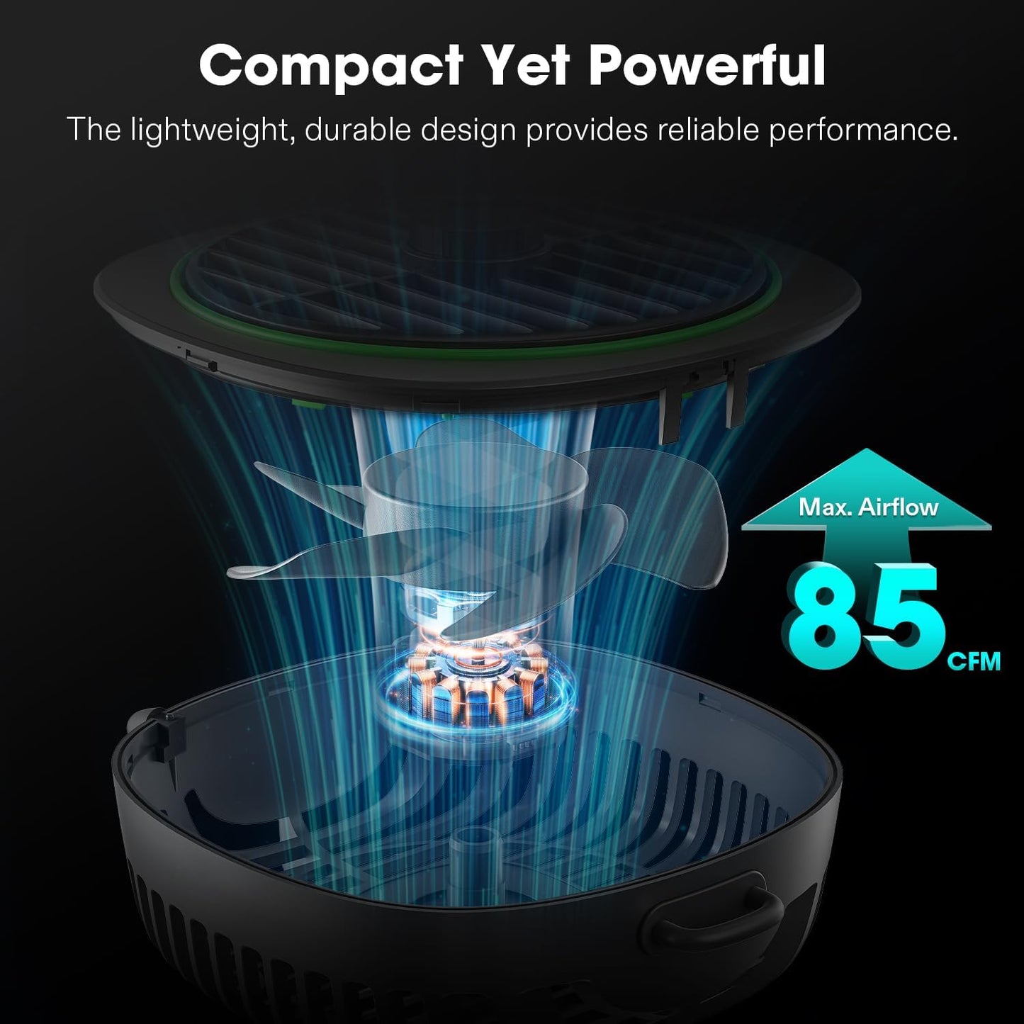 VIVOSUN AeroWave D4 Clip Fan - 4” Hydroponics Fan with 3-Speed Quiet Airflow & Adjustable Angle | Black