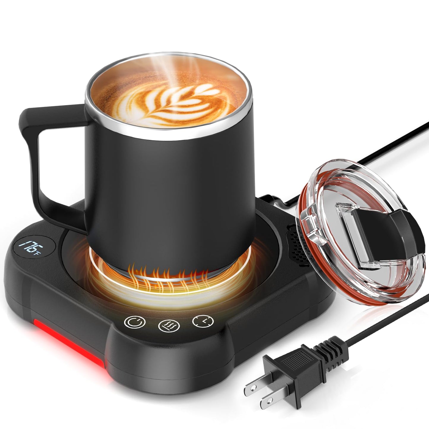 Coffee Mug Warmer & Cup Set - Desk Coffee Cup Warmer for Office/Home with 8-Temp Fast Heating (176℉ Max), Auto Shut Off, Gravity-Induction, 1-12H Timer - Ideal Gift for Coffee Lovers