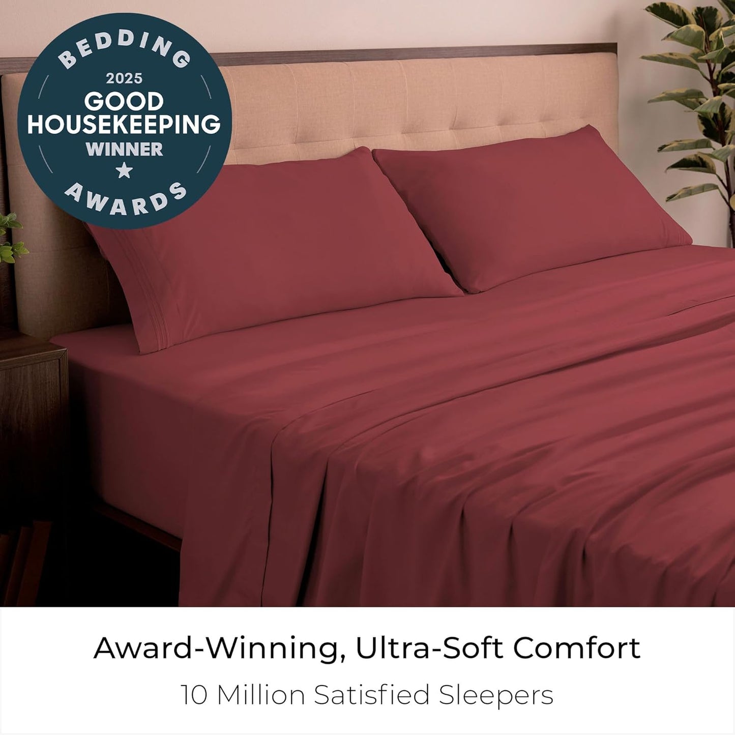 Mellanni King Sheets Set - Luxury 4-Piece Bedding Collection - Extra Soft, Cooling & Stain Resistant (Brick Red)