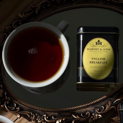 Harney and Sons English Breakfast Loose Black Tea – 4oz Loose Leaf Tin, Pure China Keemun, Bold, Full-Bodied Flavor, Great for Hot, Iced, or Teapot Brewing, Caffeinated