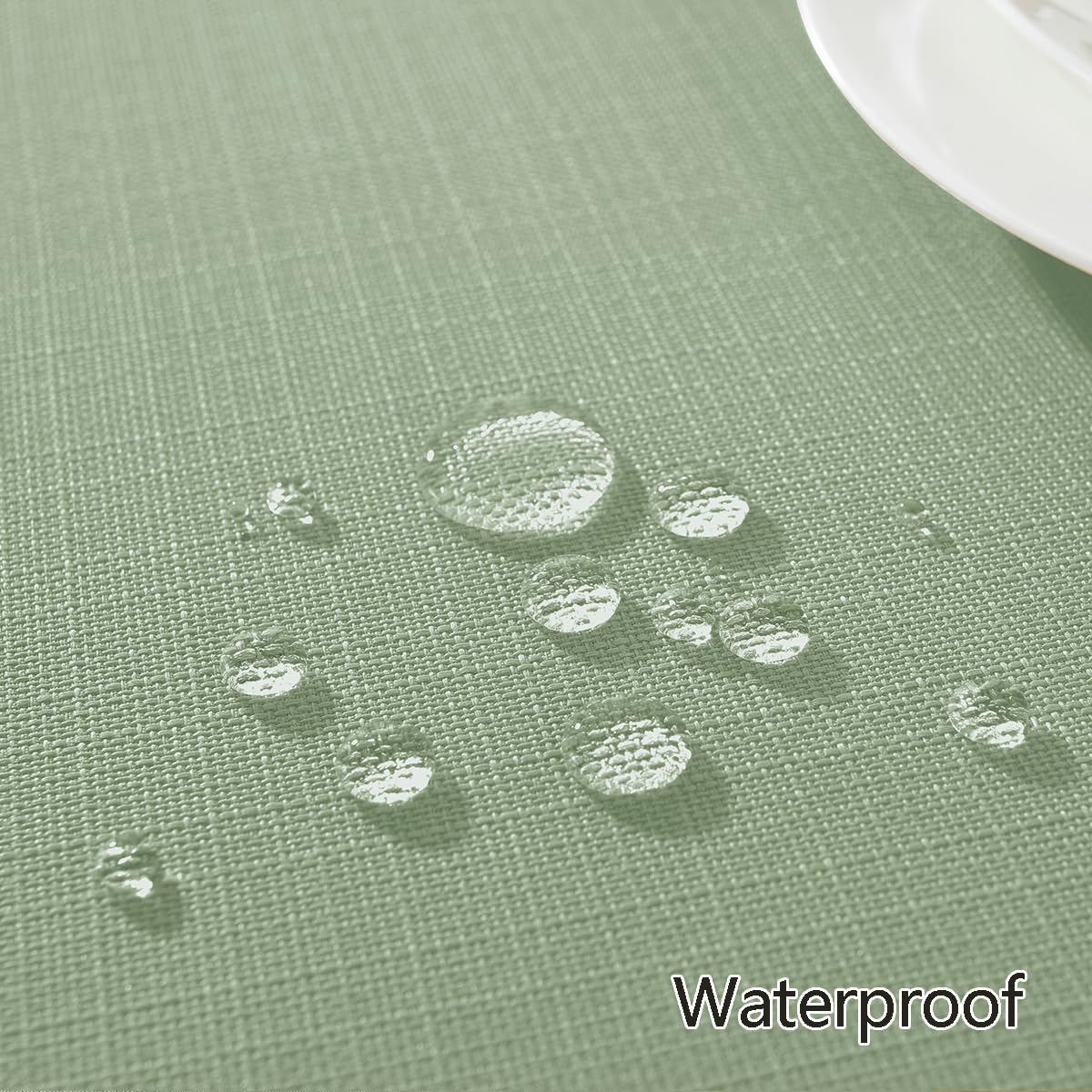 SASTYBALE Textured Rectangle Tablecloth Waterproof Wrinkle Free Fabric Table Cloth, Faux Linen Polyester Table Cover for Dining/Party/Picnic/Indoor/Outdoor (52 x 70 Inch Rectangular, Sage Green)