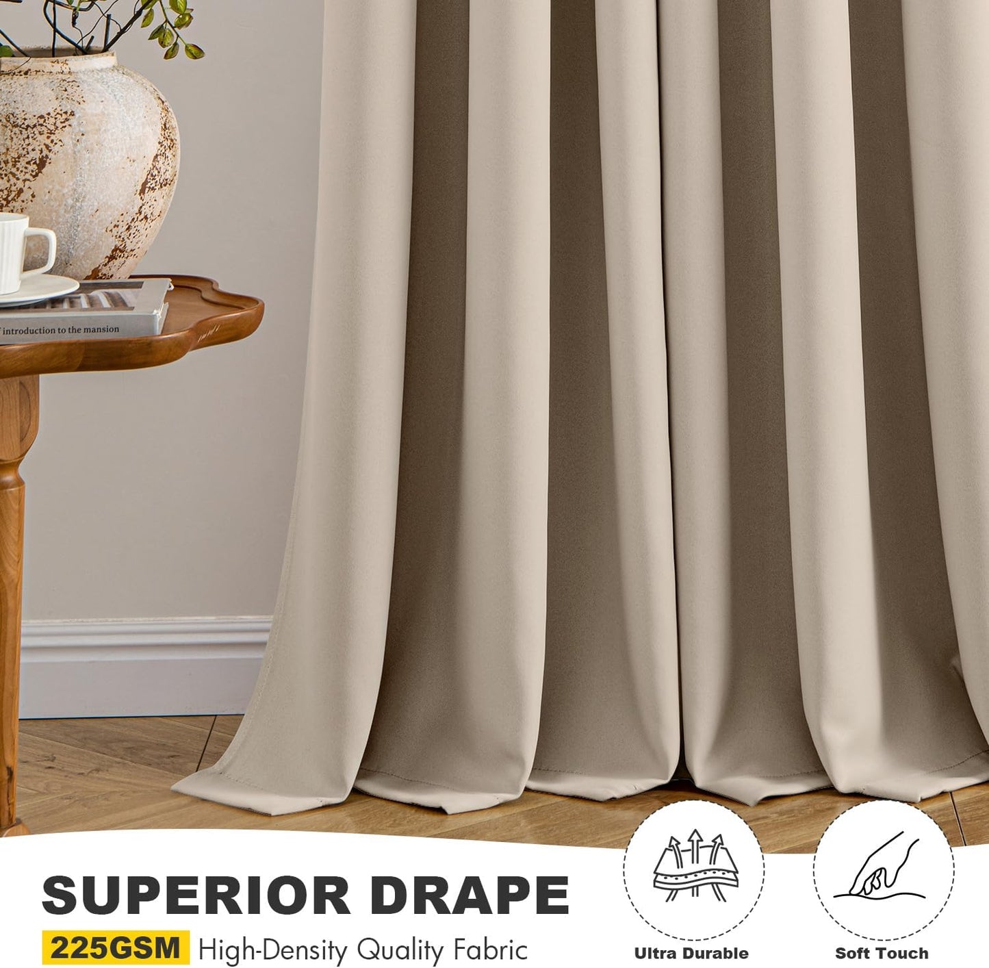 MIULEE Taupe Blackout Curtains - Thermal Insulated Room Darkening Drapes | 40 x 54 Inches, 2 Panels