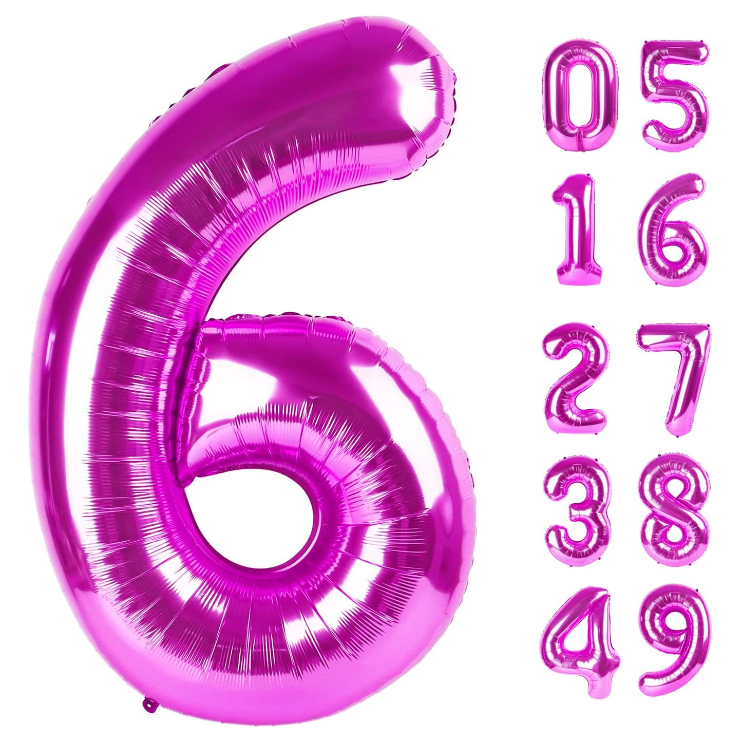Rosy Purple 6 Balloon, Number Balloons 40 Inch, 6th Balloons for Birthday Decorations, Rosy Purple Party Supplies 6 Birthday Balloon, Number 6 Balloon