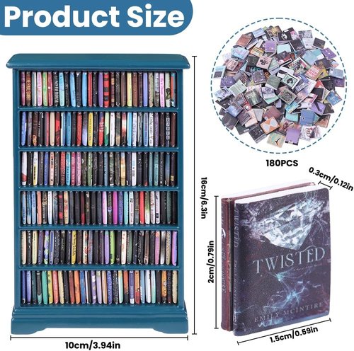 DIYDEC Mini Bookshelf - 180pcs Miniature Blue Books for Home Decor | Perfect Gift for Book Lovers