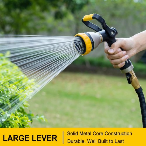FANHAO Heavy Duty Fireman's Hose Nozzle - 8 Spray Patterns, High Pressure Metal Water Sprayer for Gardens & Cars