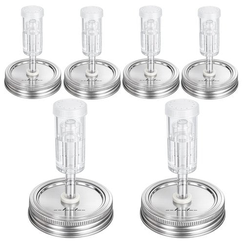 Jillmo Fermentation Lids for Wide Mouth Jars, Pack of 6 Fermenting Kit for Making Sauerkraut, Kimchi, Kombucha (NO Jars)