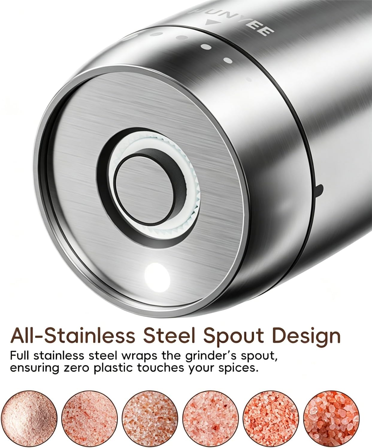 Skiennix Electric Salt and Pepper Grinder Set - Automatic Stainless Steel with LED Light & Adjustable Coarseness