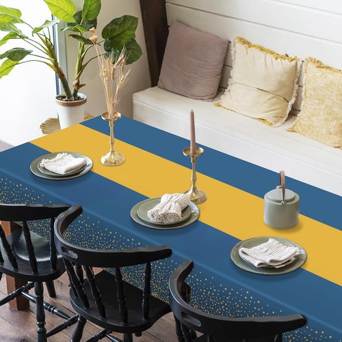 Childom 3 Pack Graduation Tablecloth,Graduation Decorations Class of 2026 Graduation Party Decorations,54"x108" Blue and Gold Plastic Table Cloth Disposable for Home,School,Birthday,Wedding,Parties