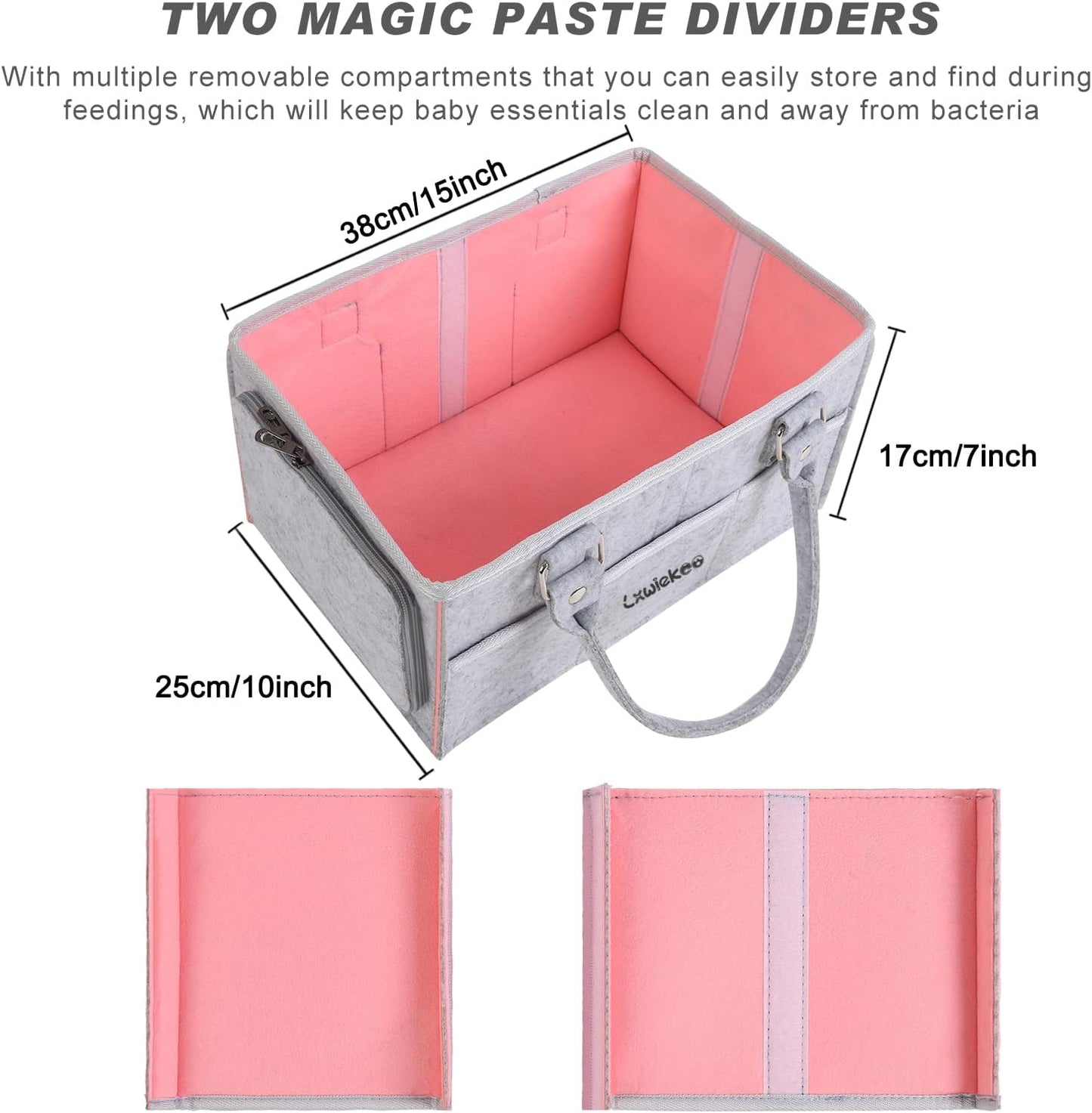 Large Baby Diaper Caddy Organizer - Portable Nursery Storage Tote for Changing Table & Car | Perfect Baby Shower Gift