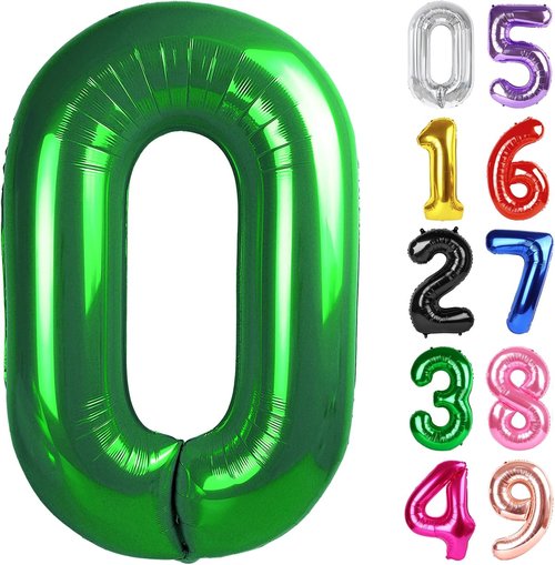 Dark Green Number 0 Balloon - 40 Inch Birthday Decoration for Milestone Celebrations