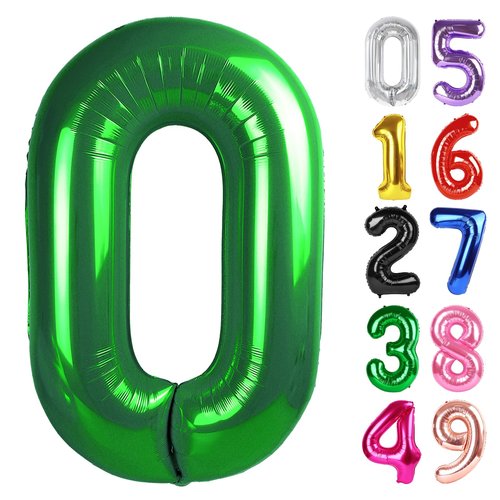 Dark Green Number 0 Balloon 40 Inch, 0 Balloon Number for 10th 20th 30th 40th 50th 60th Birthday Decorations, Dark Green Party Supplies