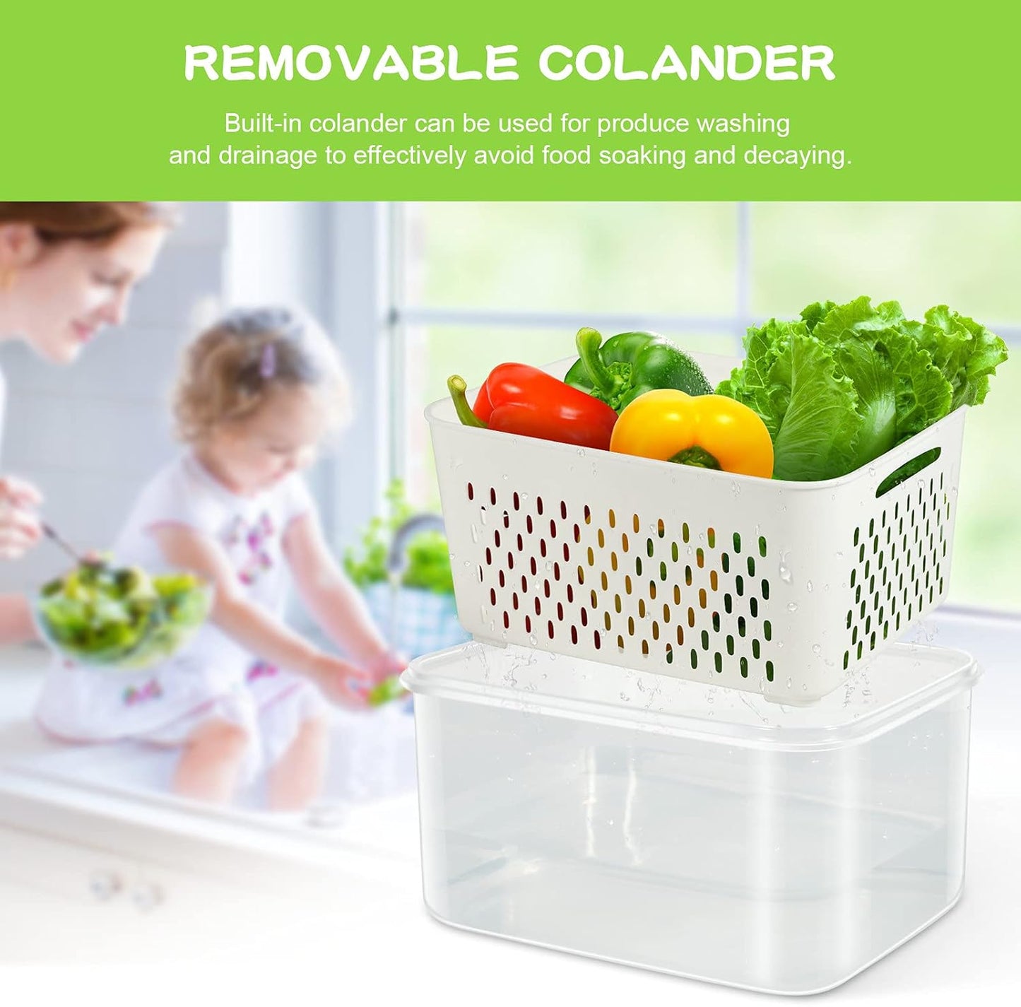 TBMax Fruit Storage Containers - 12-Piece Set with Airtight Lids & Colander for Fresh Produce | Large Size