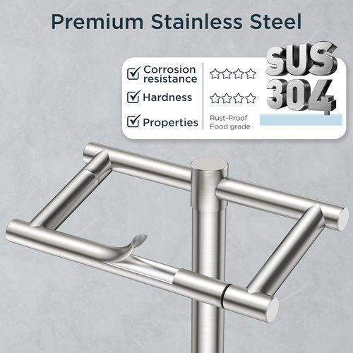 FORIOUS Stainless Steel Toilet Paper Holder - Rustproof Double Post Pivoting Design | Brushed Nickel Finish