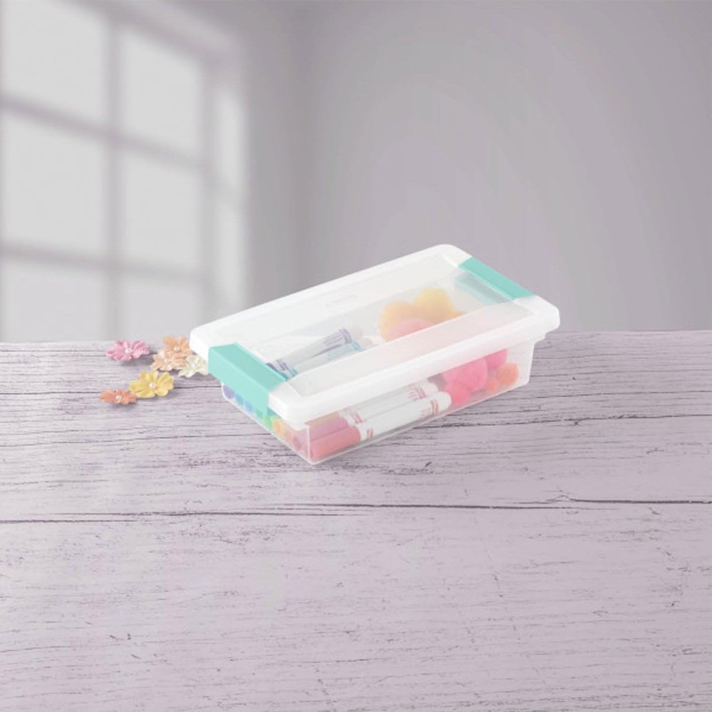 Sterilite 6-Pack Clip Box | Stackable Clear Plastic Bins with Latching Lids for Craft Storage