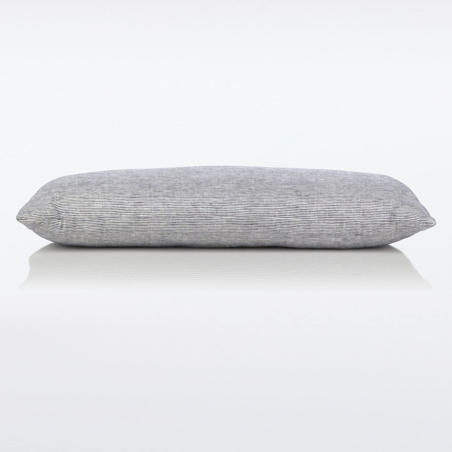 Nate Home by Nate Berkus Textured Cotton Stripe Decorative Throw Pillow | Cushion, Modern Decor for Couch, Chairs, or Bedroom from mDesign - Oblong Size 14" x 36", Natural/Night (Navy Blue)