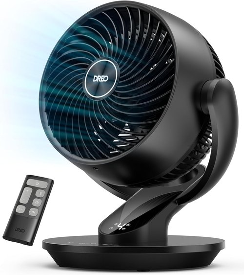 DREO 13-Inch Oscillating Table Fan - Ultra-Quiet Air Circulator with 120° Tilt & Remote Control | 4 Speeds, 75ft Airflow