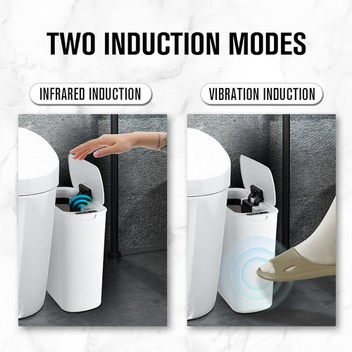 Cesun Automatic Motion Sensor Trash Can - Touchless 2.6 Gallon White Waste Bin for Bathroom, Office & Home