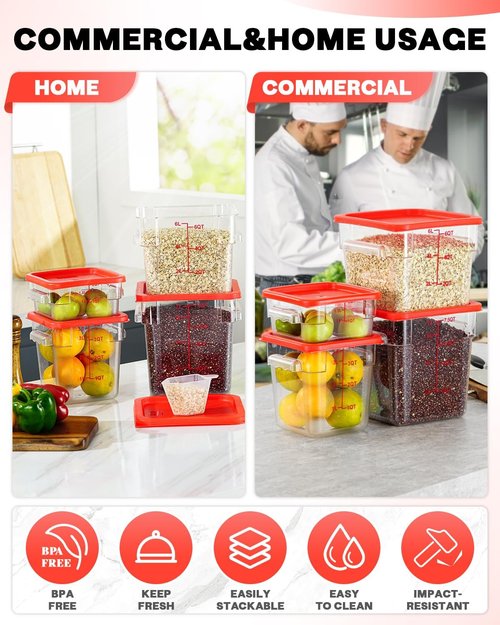 **Regine Switzerland 4QT Food Storage Containers - 8 PCS Commercial Grade, BPA-Free, Hot & Cold Resistant**