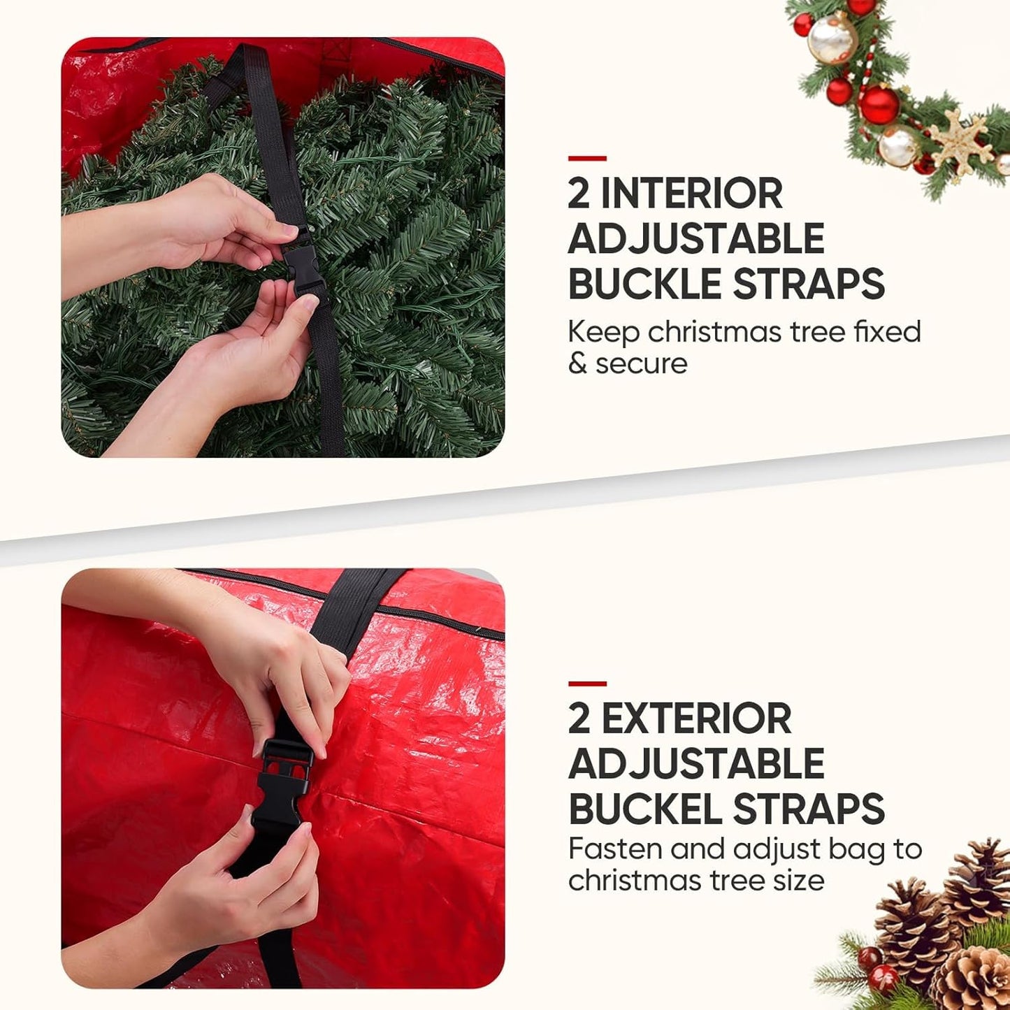 BALEINE 7.5 ft Heavy-Duty Christmas Tree Storage Bag - Extra Large with 2 Swivel Wheels & Reinforced Handles | Green