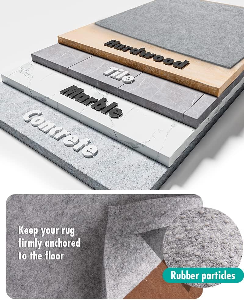 Skiennix Non-Slip Rug Pad Gripper - Extra Thick 1/4” Felt for 9x12 Feet Area Rugs & Hardwood Floors