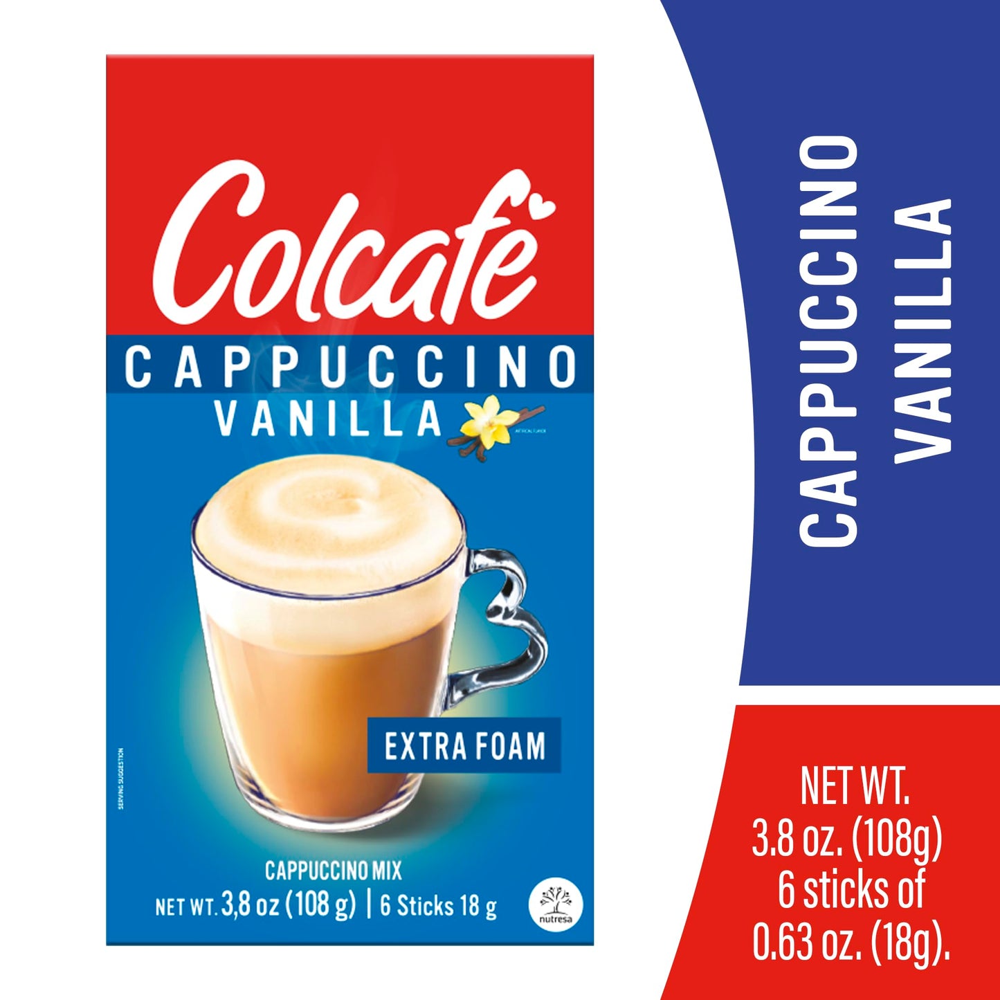 Colcafe Instant French Vanilla Cappuccino, 6 sticks per pack, Pack of 2