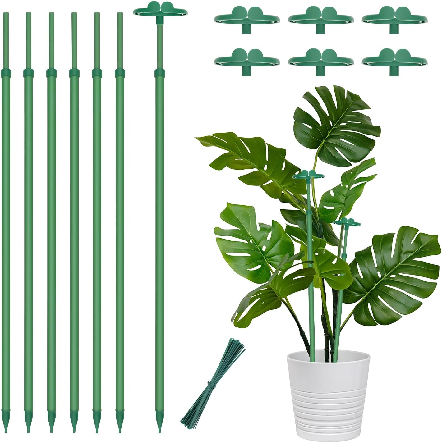 Skiennix Extendable Plant Stakes - Adjustable 17.5" to 30.1" Support for Orchids & Vines | 7-Pack