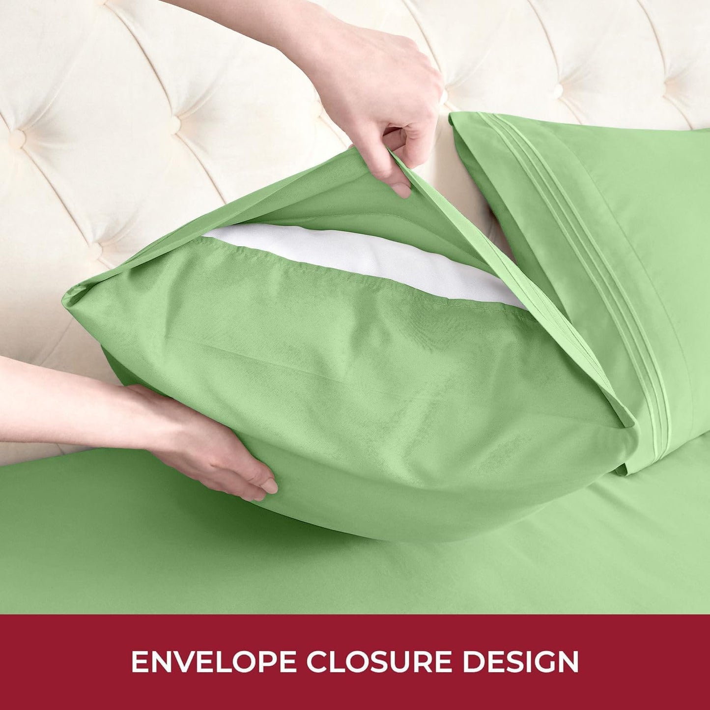 Mellanni RV Short Queen Sheets | 4-Piece Hotel Luxury Bedding Set - Extra Soft, Cooling, Deep Pocket (Pistachio)