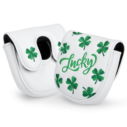 Golf Mallet Putter Head Cover, Magnetic Closure Leather Golf Headcovers Mallet Putter Cover for Golf DF3 Putter Golf Mallet Putter Cover for OZ1 MEZZ 1 MEZZ1 MAX (for DF3 Mallet Putter(Lucky Clover))