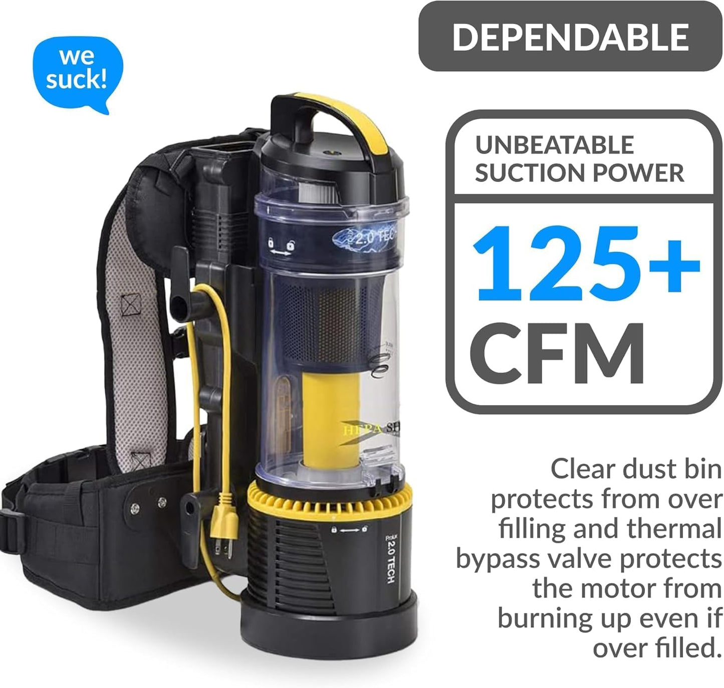Prolux 2.0 Commercial Bagless Backpack Vacuum - HEPA Filtration for Professional Cleaners