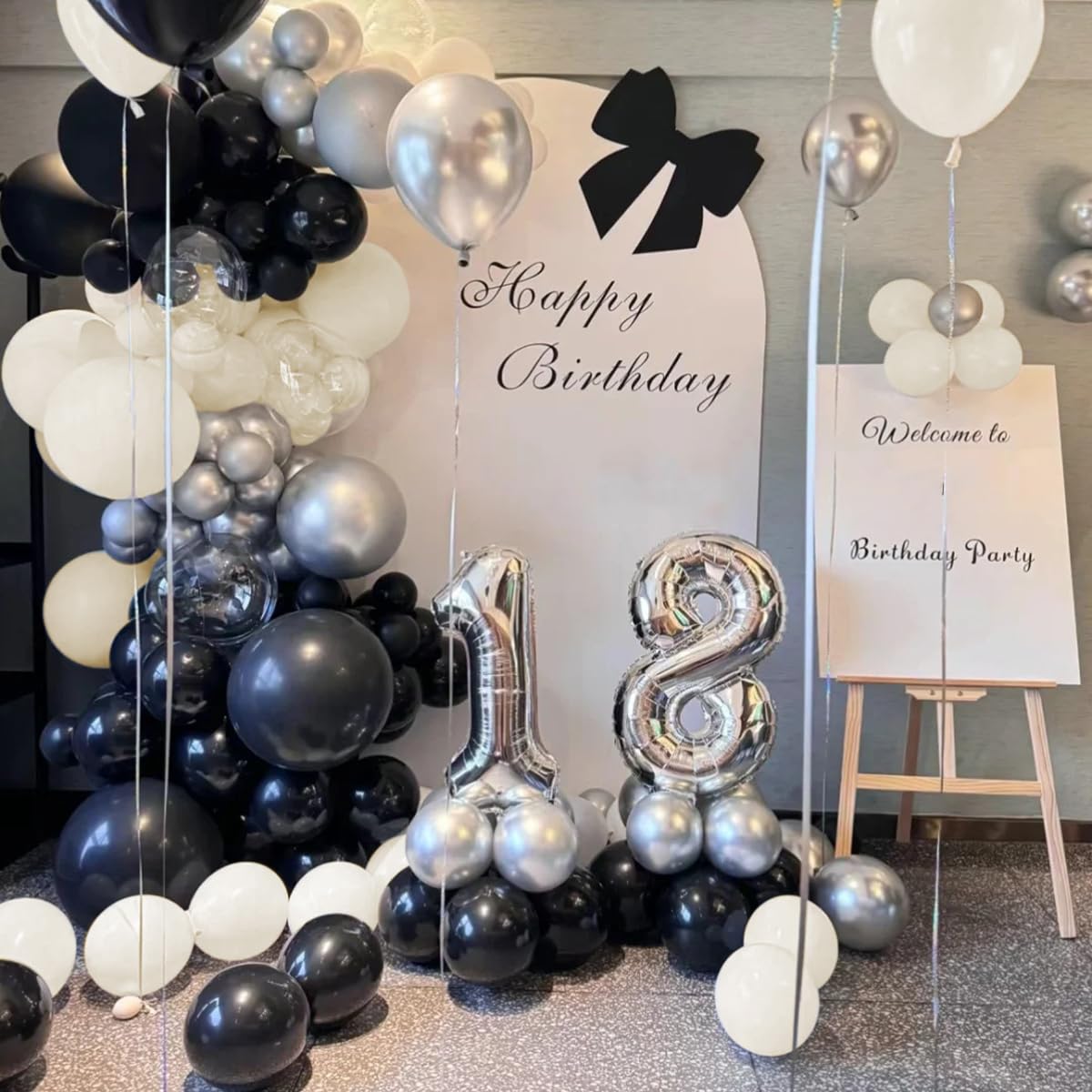 MOXMAY White Sand Black Balloons Arch Kit, 151Pcs Black Cream White and Bobo Balloons Garland 18 12 10 5 inch for Birthday Wedding Bridal Shower Bachelorette Anniversary Party Decorations