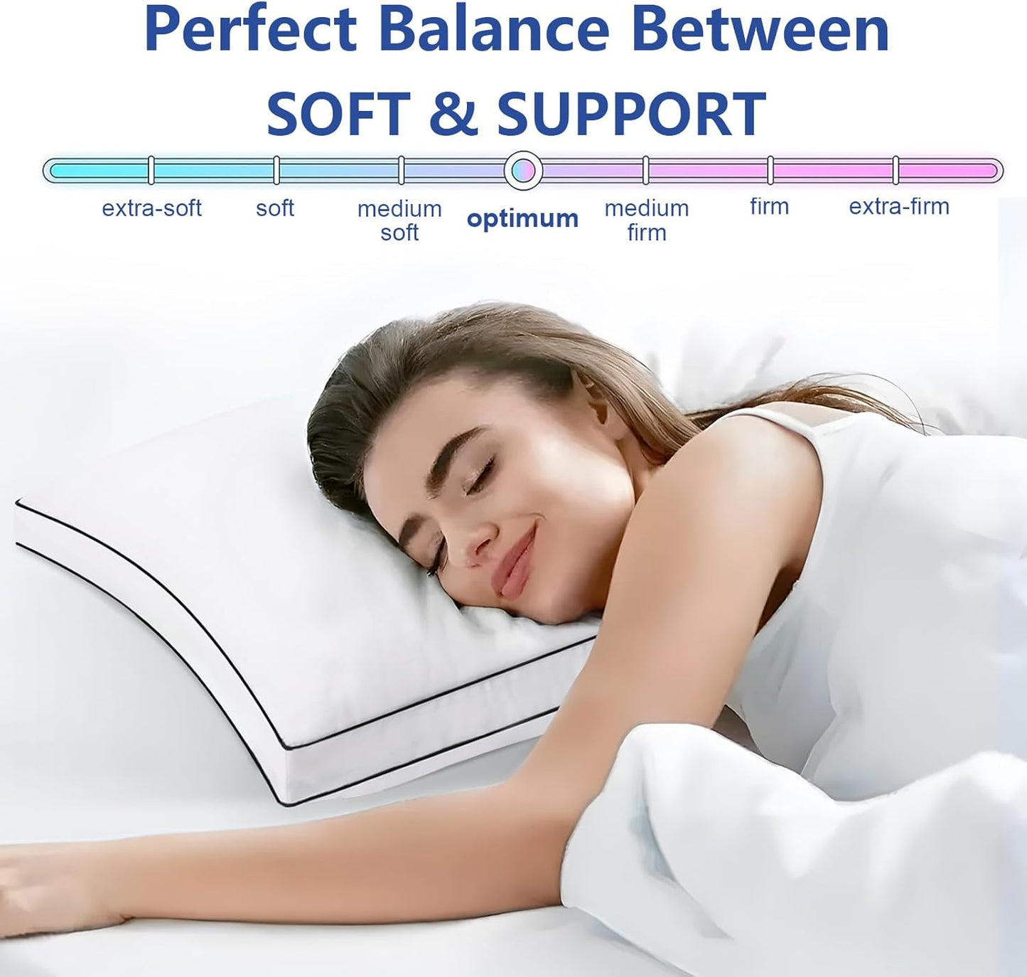 Skiennix Premium Queen Size Pillows - Fluffy 7D Down Alternative | Luxury Soft Gusseted Design for All Sleepers