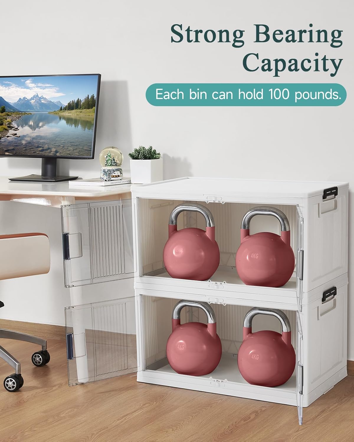 OlarHike 97QT Stackable Storage Bins - Collapsible Plastic Boxes with Lids & Wheels | 4-Pack for Closets & Garage