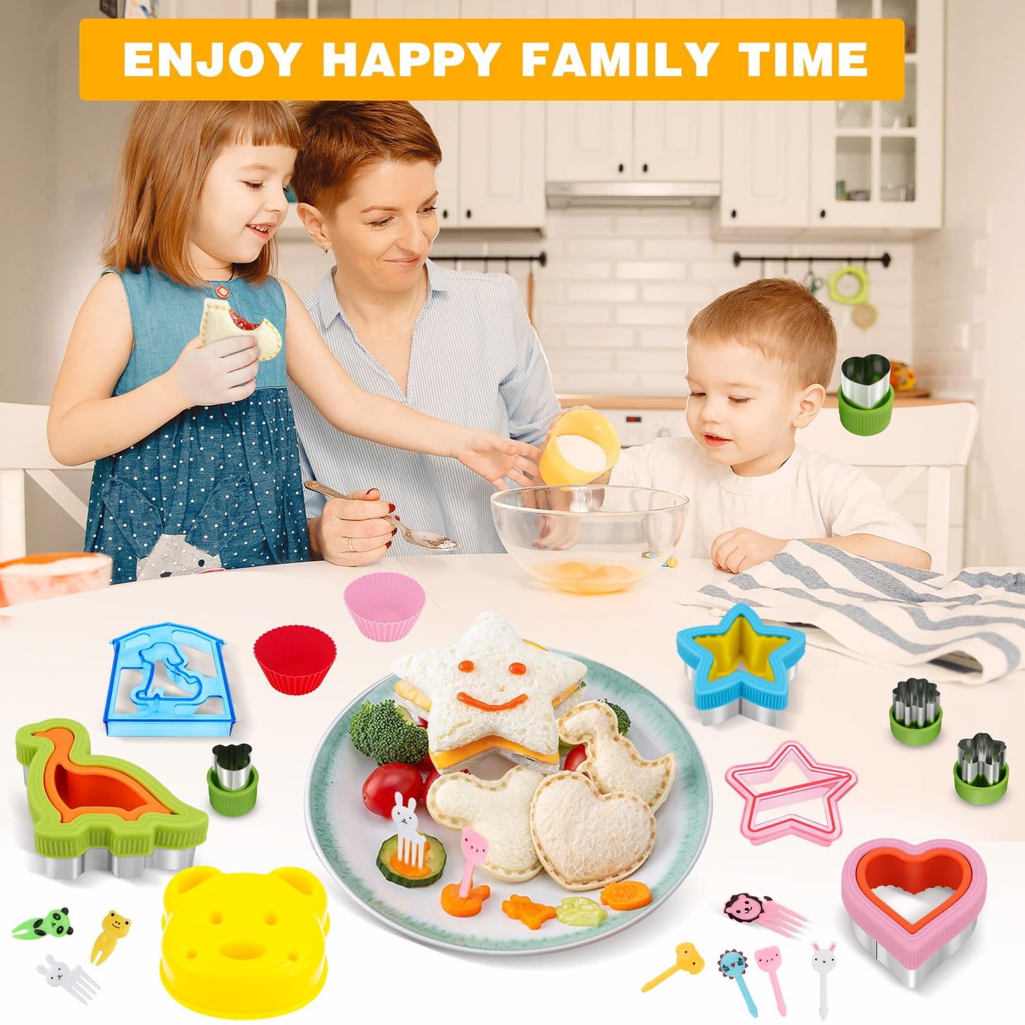 Sandwich Cutter and Sealer,48PCS Sandwich Cutters for Kids Lunch,Crustless Sandwich Maker,Heart Mouse Dinosaur Shape Cookie Cutters Gift for Kids Adult Boys Girls,Lunchbox and Bento Box Accessoriess