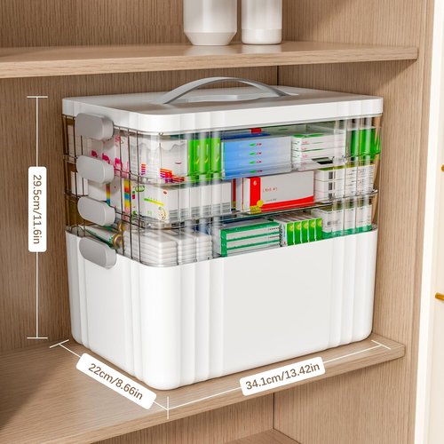 ARSTPEOE Medicine Organizer - 4-Tier Portable Cabinet with Handle | Versatile Medical Box for Home Use