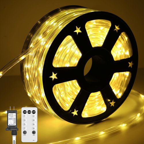 720 LED Rope Lights by 100FT - Waterproof Outdoor Lighting with Remote, 8 Modes & 4 Brightness Levels | Warm White for Garden & Patio Decor