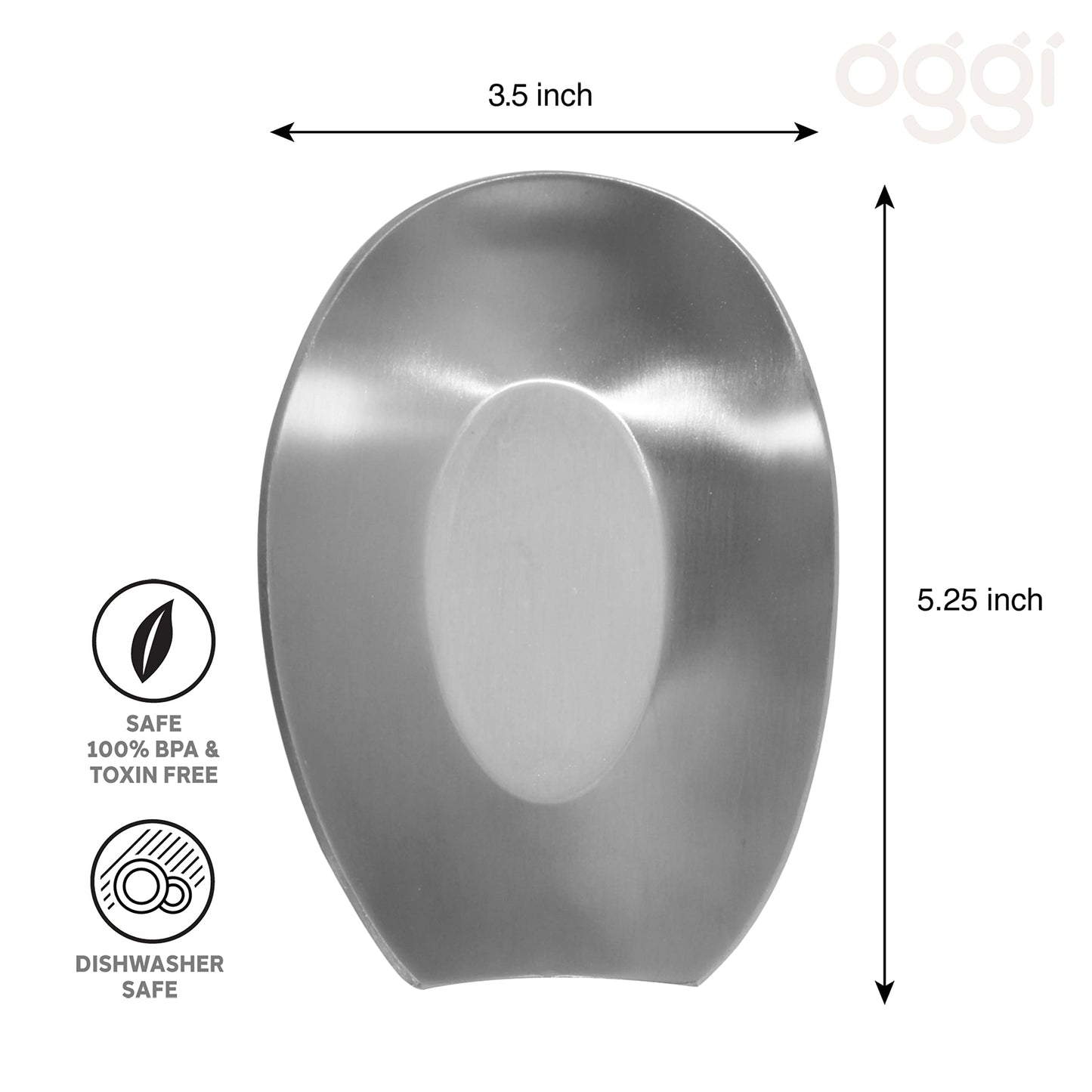 Oggi Stainless Steel Spoon Rest, 5.25 inch by 3.5 inch (7635.)