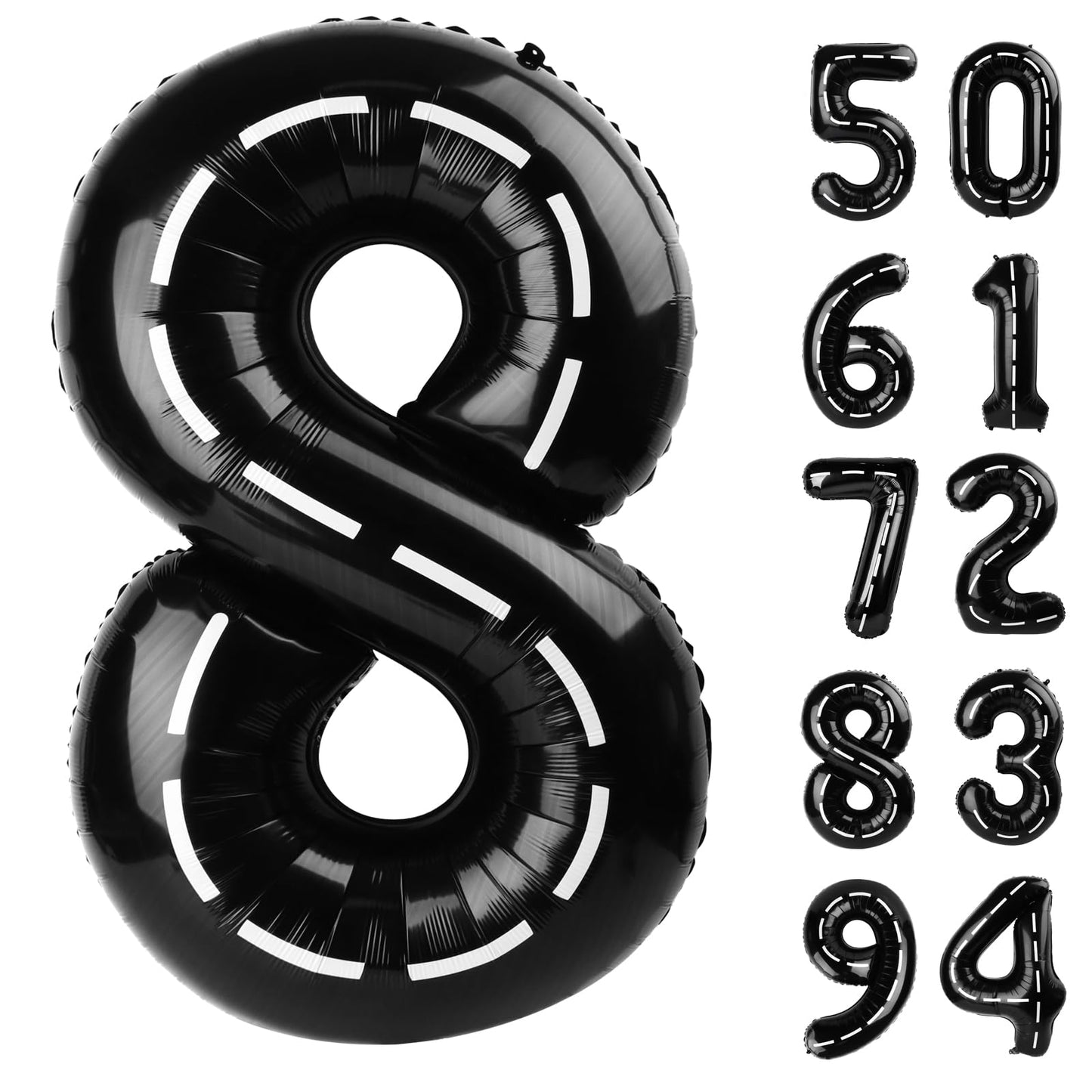 Race Car 8 Balloon, Number Balloons 40 Inch, 8th Black Birthday Decorations for Boys, Racing Party Decorations Birthday Balloons, Number 8 Balloon