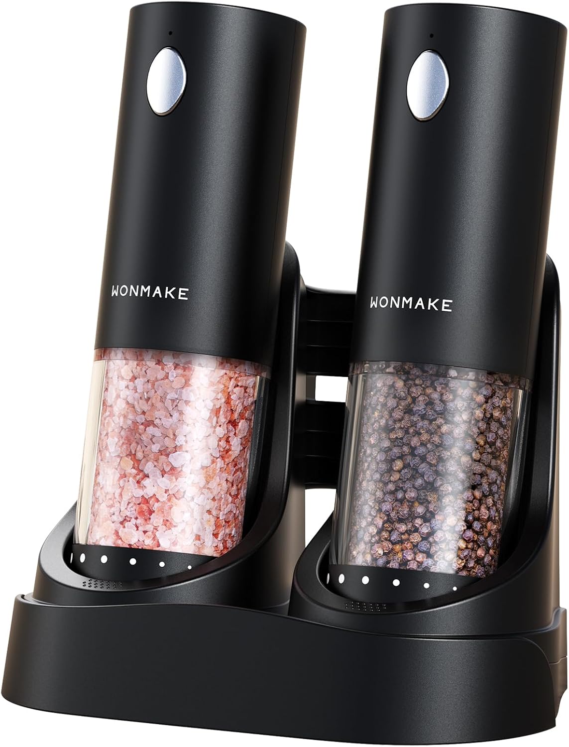 Skiennix Electric Salt and Pepper Grinder Set - Automatic Refillable Grinders with LED Light & Adjustable Coarseness