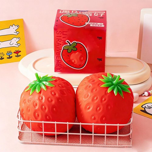 Giant Strawberry Squishy | Jumbo Stress Ball for Adults | Slow Rise Fidget Toy (3.14 x 1.96 in)