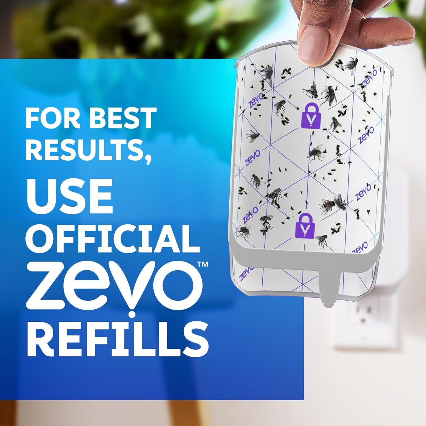 Zevo Flying Insect Trap - Mess-Free Indoor Bug Catcher for Flies & Gnats - Blue & UV Light (1 Device, 1 Cartridge)