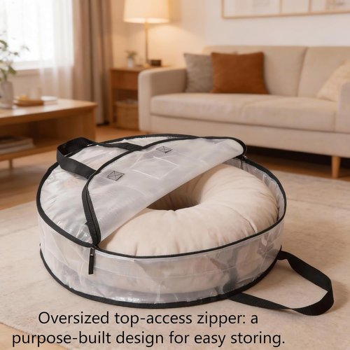 Hayoulabo Clear Christmas Wreath Storage Bags - Waterproof 24-Inch Container with Dual Zipper & Reinforced Handles