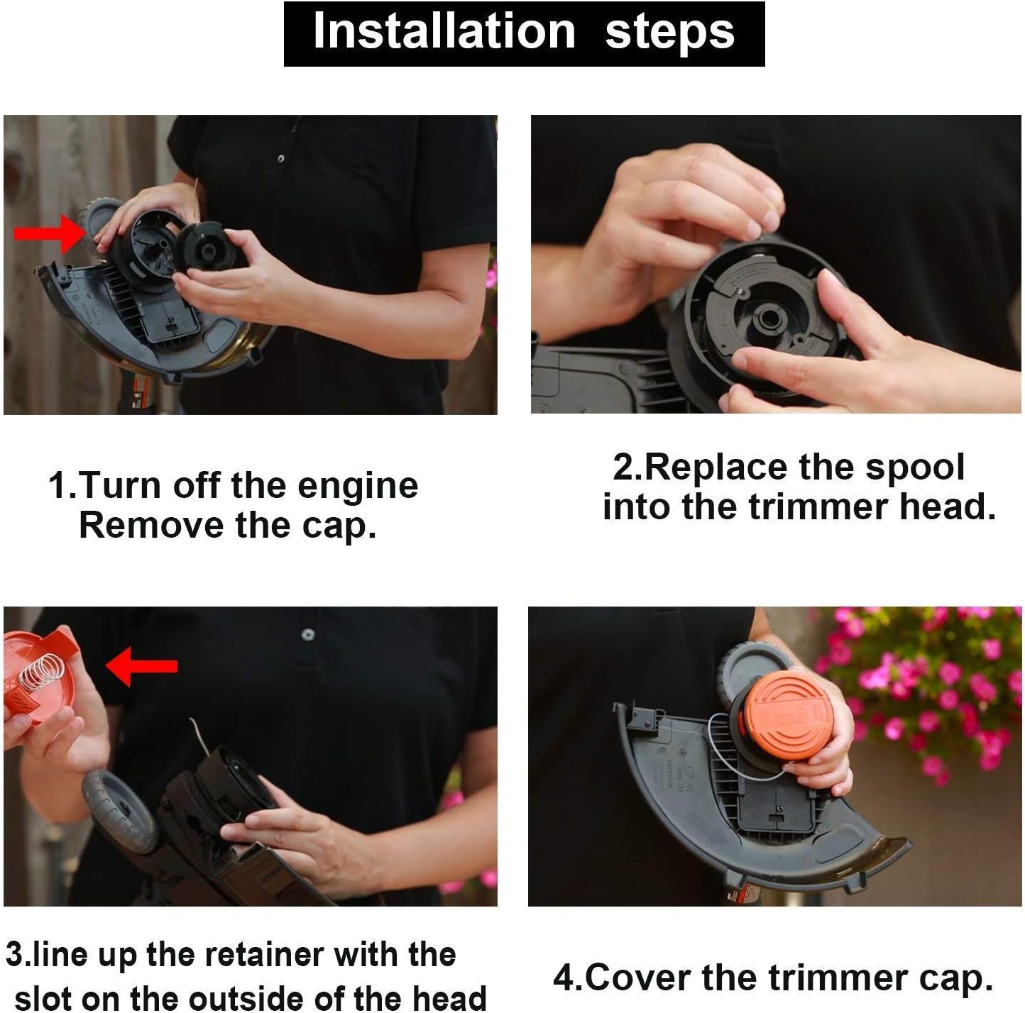 THTEN AF-100 String Trimmer Spool - 30ft 0.065" Line Refills for Black and Decker Models | Includes RC-100-P Cap