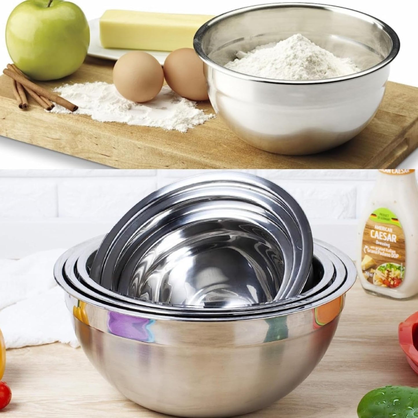 WEPSEN Mixing Bowls Set - 25PCS Stainless Steel Nesting Bowls with Lids & Kitchen Utensils for Baking and Cooking