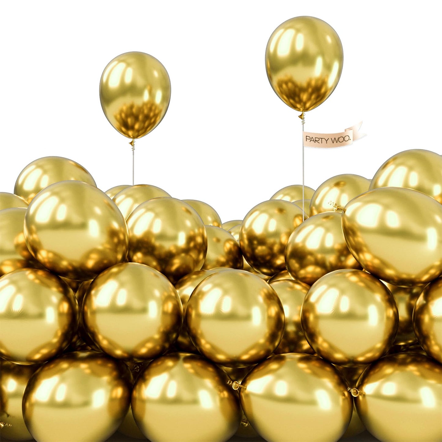 PartyWoo Metallic Gold Balloons 50pcs 5 Inch Chrome Gold Latex Balloons for Birthday Graduation Baby Shower Anniversary Wedding Bachelorette Christmas New Year Tea Party Decorations Gold-G129